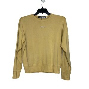 RLX RALPH LAUREN Women's Sz M Crewneck Khaki Sweatshirt Golf Pullover Fleece
